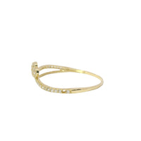 14KT Gold Ring Women's Light Weight White CZ Stones Heart Balloon Center and White CZ Stones Band
