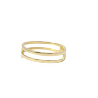 14KT Gold Ring Women's Light Weight Mini Cross Center with Plain Split Band