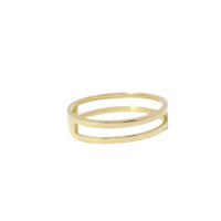 14KT Gold Ring Women's Light Weight Mini Cross Center with Plain Split Band