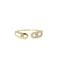 14KT Gold Ring Women's Light Weight White CZ Stone Belt / Plain Belt Split Band