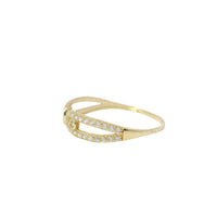 14KT Gold Ring Women's Light Weight White CZ Stone Belt / Plain Belt Split Band
