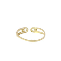 14KT Gold Ring Women's Light Weight White CZ Stone Belt / Plain Belt Split Band