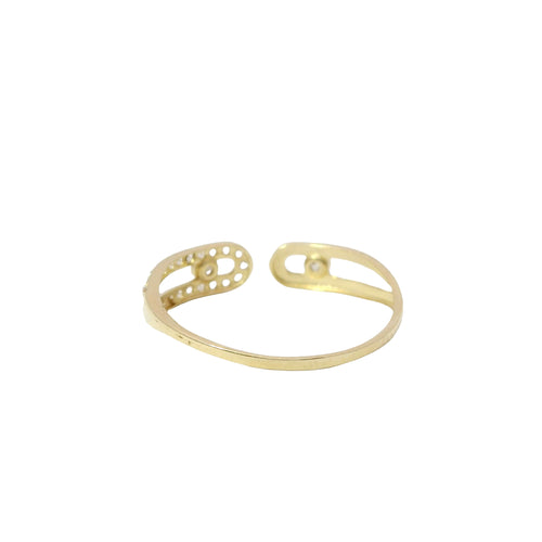 14KT Gold Ring Women's Light Weight White CZ Stone Belt / Plain Belt Split Band