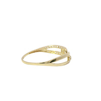 14KT Gold Ring Women's Light Weight White CZ Stone Belt / Plain Belt Split Band