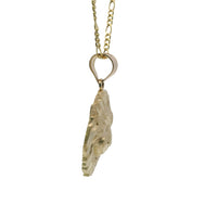 14KT Gold Charm Medium Diamond Cut Lion Head with Plain Bell