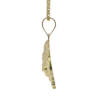 14KT Gold Charm Large Diamond Cut Lion Head with Plain Bell