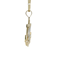 14KT Gold Charm Large Two Tone Eagle Anchor with Plain Bell