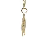 14KT Gold Charm Large Diamond Cut Horsehead Center with Horseshoe Border and Plain Bell