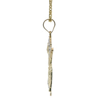 14KT Gold Charm Medium Two Tone Angel with Diamond Cut Halo and Robe with Plain Bell