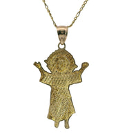 14KT Gold Charm Medium Two Tone Angel with Diamond Cut Halo and Robe with Plain Bell