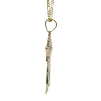14KT Gold Charm Medium Two Tone Angel with Diamond Cut Halo and Robe with Plain Bell