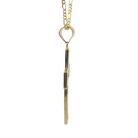 14KT Gold Charm Large Two Tone Catholic Saints Cross with Virgin Mary, St Michael, St Charbel, St Christopher, and St Jude Center and Plain Bell
