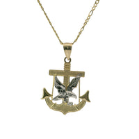 14KT Gold Charm Medium Two Tone Eagle Anchor with Plain Bell