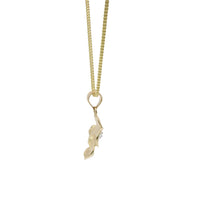 14KT Gold Charm Medium Two Tone Hibiscus Flower with Plain Bell