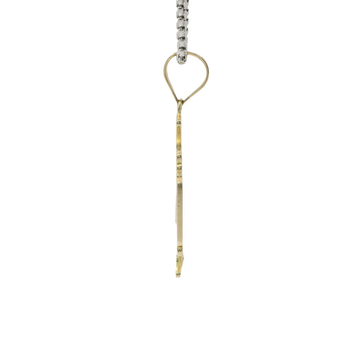14KT Gold Charm Medium Round St Benedict Medal Crucifix with Plain Bell