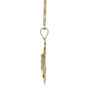 14KT Gold Charm Large Tri Tone Crucifix Anchor with Plain Bell