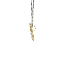 14KT Gold Charm Medium Tri Tone Spread Eagle with Red CZ Eye, White CZ Stone Wing Tips, and Plain Bell