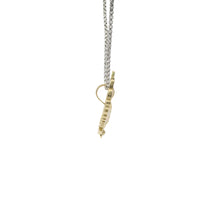 14KT Gold Charm Medium Tri Tone Spread Eagle with Red CZ Eye, White CZ Stone Wing Tips, and Plain Bell