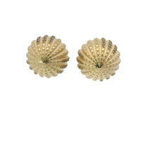 14KT Gold Earrings Medium Plain "X" Striped Acorn with White CZ Stones, Push Back Post, and Butterfly Backs
