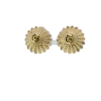 14KT Gold Earrings Medium Plain "X" Striped Acorn with White CZ Stones, Push Back Post, and Butterfly Backs