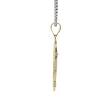 14KT Gold Charm Medium White CZ Stones Archway St Jude with Green CZ Stones Robe and Plain Bell