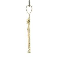 14KT Gold Charm Medium Diamond Cut Halo Left Facing St Jude with Plain Bell