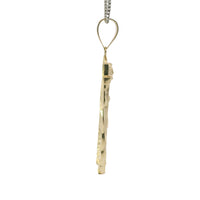 14KT Gold Charm Medium Diamond Cut Halo Left Facing St Jude with Plain Bell