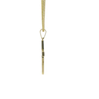 14KT Gold Charm Medium Baguette CZ Stone Cross with Plain Bell