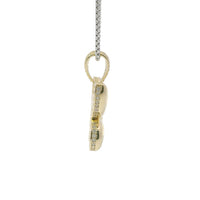 14KT Gold Charm Medium 3D Puff Butterfly with Flat Back White CZ Stones Edge and Bell