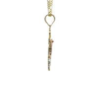 14KT Gold Charm Medium Tri Tone Caravaca Crucifix Cross with Rounded Base and Plain Bell