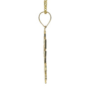 14KT Gold Charm Medium Flat Caravaca Crucifix Cross with Plain Bell