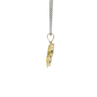 14KT Gold Charm Medium Tri Tone Elephant with Pink Eye and Rose Gold Pointed Blanket Plain Bell