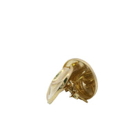 14KT Gold Earrings Small Round Double Wave Button with Push Back Post and Butterfly Backs