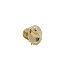 14KT Gold Earrings Small Round Double Wave Button with Push Back Post and Butterfly Backs