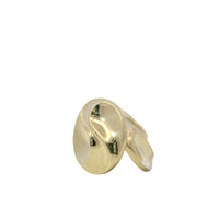 14KT Gold Earrings Small Round Double Wave Button with Push Back Post and Butterfly Backs