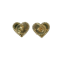 14KT Gold Earrings Medium Sunray Heart with White CZ Stones, Push Back Post and Butterfly Backs