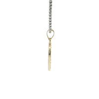 14KT Gold Charm Medium White CZ Stones Open Heart Outline with Plain Bell