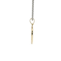 14KT Gold Charm Medium White CZ Stones Open Heart Outline with Plain Bell
