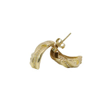 14KT Gold Earrings Medium White CZ Stones Ribbed Three Strand Triangle Knot with Push Back Post and Butterfly Backs