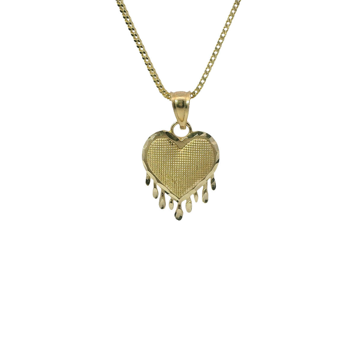14KT Gold Charm Medium Melting Heart with Plain Bell