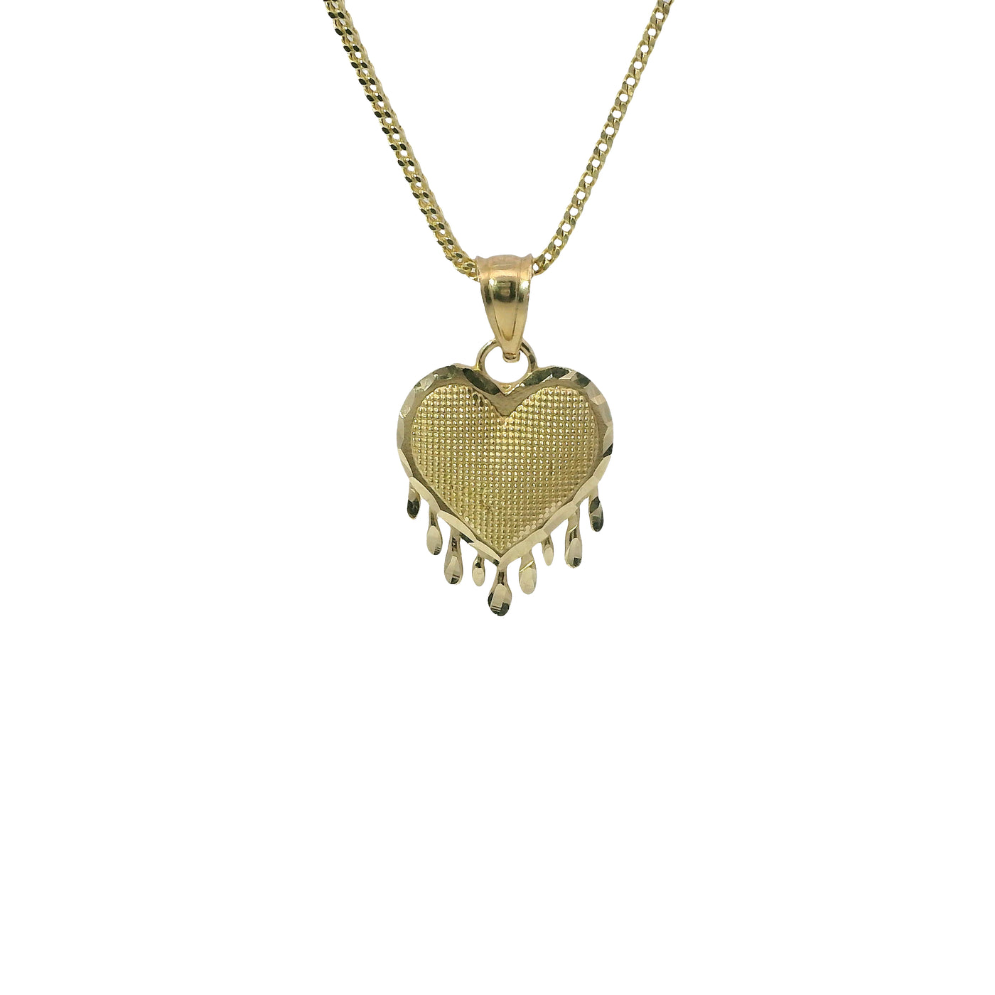 14KT Gold Charm Medium Melting Heart with Plain Bell