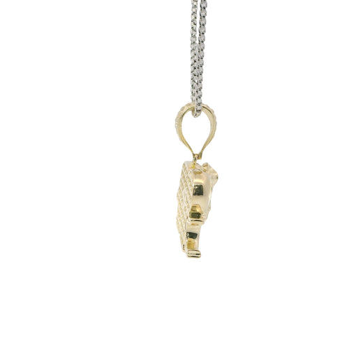 14KT Gold Charm Medium 3D Elephant with Flat Back White CZ Stones Blanket, Eye, and Bell