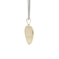 14KT Gold Charm Medium Flat Plain Engravable Heart with White CZ Stones Border and Plain Bell