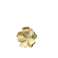 14KT Gold Earrings Medium Five Sandblast Petal Flower with Plain Border, Push Back Post, and Butterfly Backs