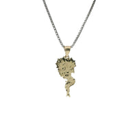 14KT Gold Charm Medium Betty Boop Full Body with Diamond Cut Hair and Plain Bell
