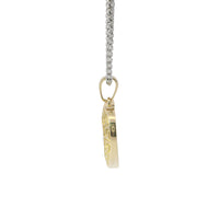14KT Gold Charm Medium Greek Border Heart with Plain Bell