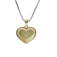 14KT Gold Charm Medium Greek Border Heart with Plain Bell