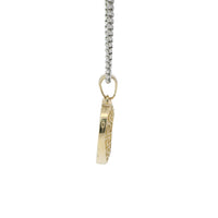 14KT Gold Charm Medium Greek Border Heart with Plain Bell