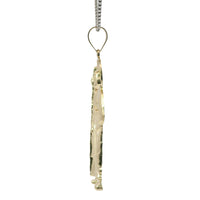14KT Gold Charm Small Diamond Cut Halo Left Facing St Jude with Plain Bell
