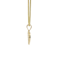 14KT Gold Charm Medium Heart Nugget with Beaded Border and Plain Bell